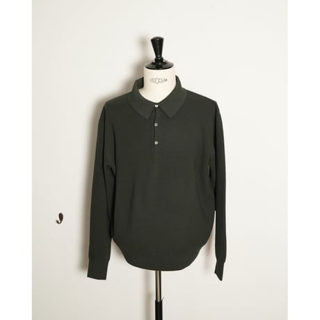 slopeslow "Paper/High Twist Wool" Half Mirano Rib Polo Sweater L/S