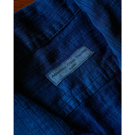 Aquellos Ojos Verdes Ex. "藍" Ethnic grosgrain Classic open collar shirt