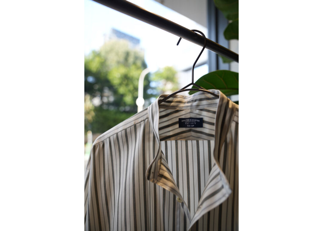 MAATEE&SONS SILK STRIPE PULL OVER SHIRTS