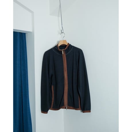 YE OLDE & NEW MAN "RANDONNEUR01" SILK JERSEY HIGH NECK LINER CARDIGAN