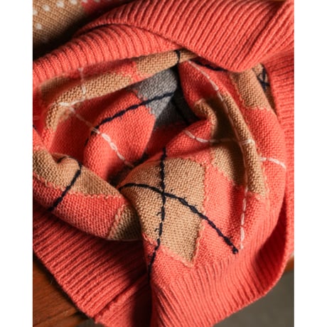 MAATEE&SONS Ex. KATEIKI CASHMERE ARGYLE V-NECK SWEATER