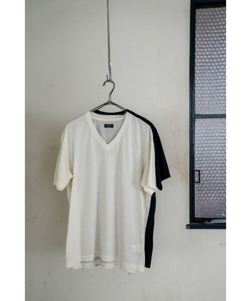 マーティーアンドサンズMAATEE\u0026SONS SILK V NECK TEE col.NAVY 2