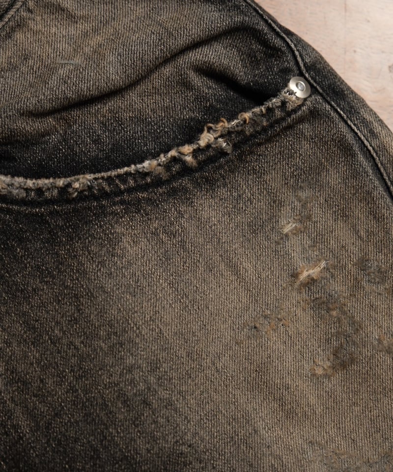 ANCELLM P/DAMAGE DENIM STRAIGHT 5P PANTS | Must