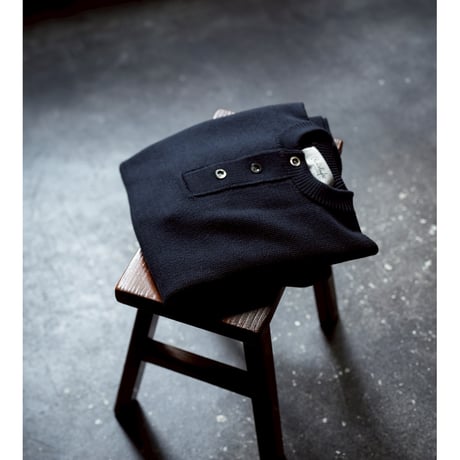 Olde H & Daughter WOOSTED WOOL HENLEY NECK P/O