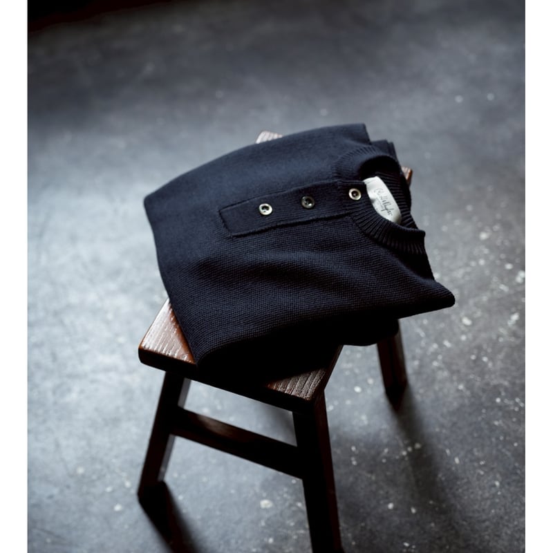 Olde H & Daughter WOOSTED WOOL HENLEY NECK P/O