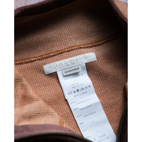 YE OLDE & NEW MAN "RANDONNEUR01" SILK JERSEY HIGH NECK LINER CARDIGAN
