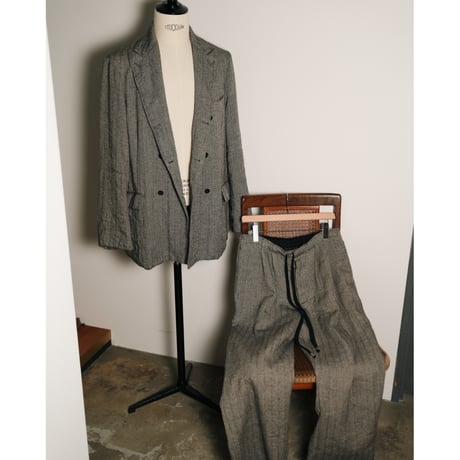MAATEE&SONS DOUBLE WASHED GATHER TAILORED "LINEN ALPACA HERRINGBONE"