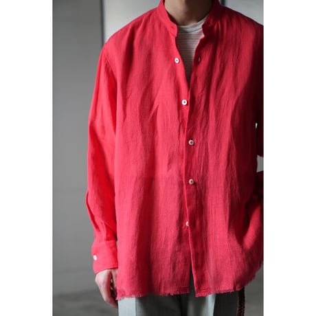 MAATEE&SONS LINEN GAUZE BAND COLLAR SHIRTS