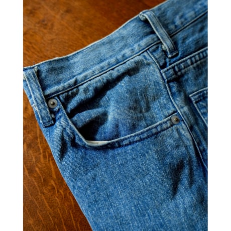 RAINMAKER Ex. PAINTED DENIM SEMI FLARED TROUSERS