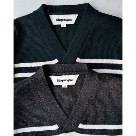slopeslow HARD TWISTED SHETLAND WOOL V-NECK SWEATER