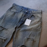 ANCELLM AGING CRASH SELVEDGE DENIM STRAIGHT 5P PANTS