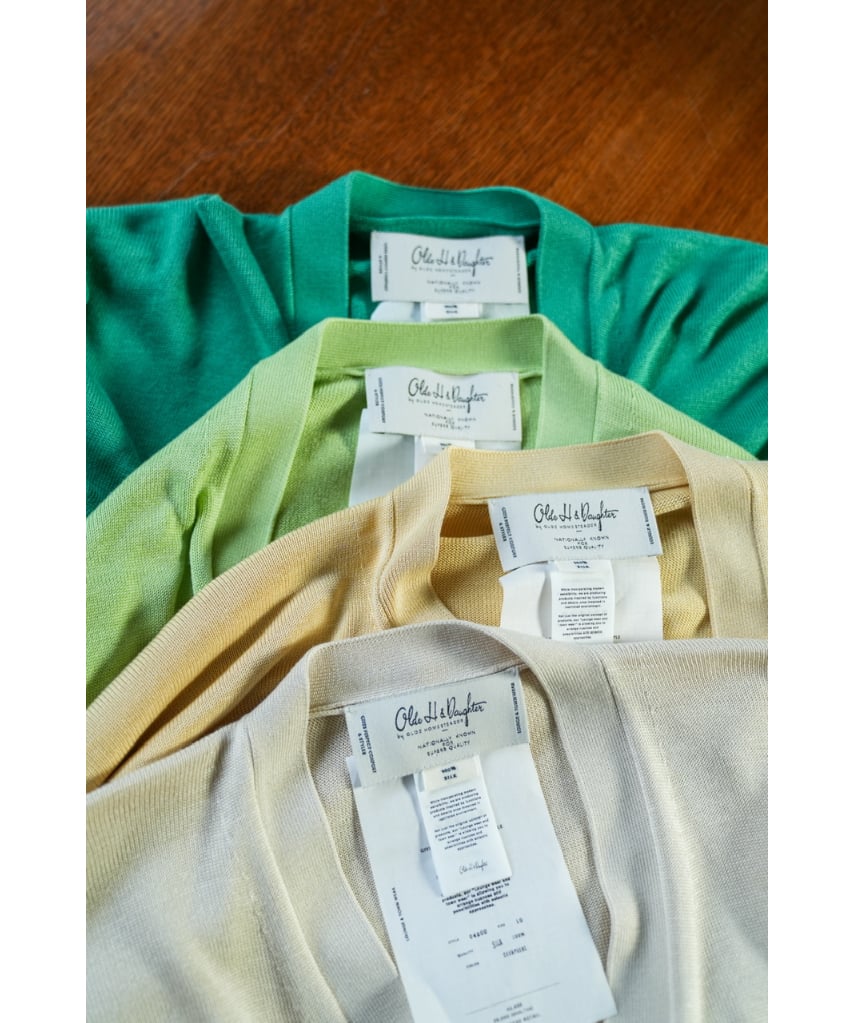 トップス Olde H & Daughter SILK CARDIGAN Olde H & Daughter SILK PLAIN STITCH CARDIGAN |