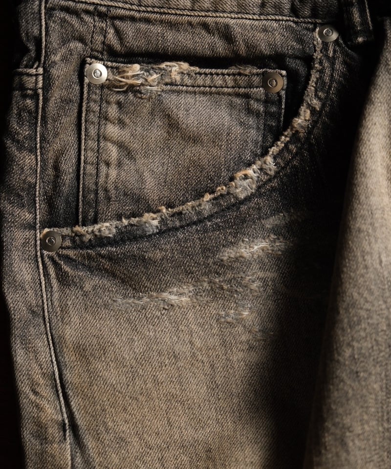 ANCELLM P/DAMAGE DENIM STRAIGHT 5P PANTS | Must ANCELLM P/DAMAGE DENIM STRAIGHT 5P PANTS | Must