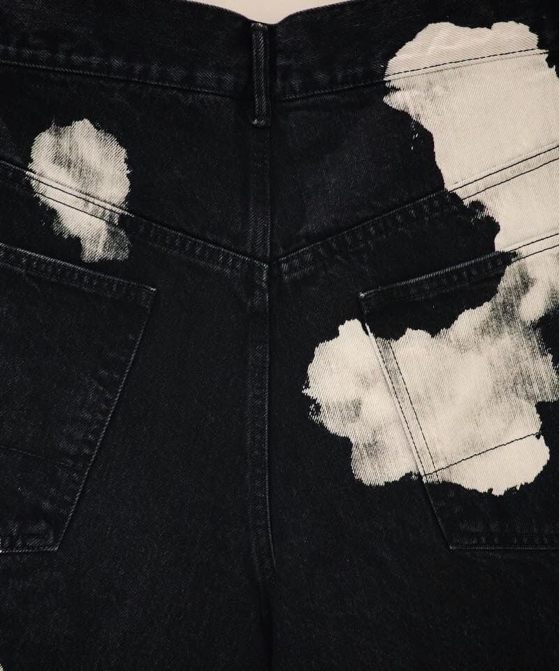 ANCELLM Ex. 5P DENIM PANTS-COW PATTERN BLEACH |