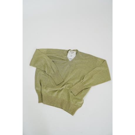 Olde H&Daughter LINEN SILK PLAIN STITCH V NECK L/S