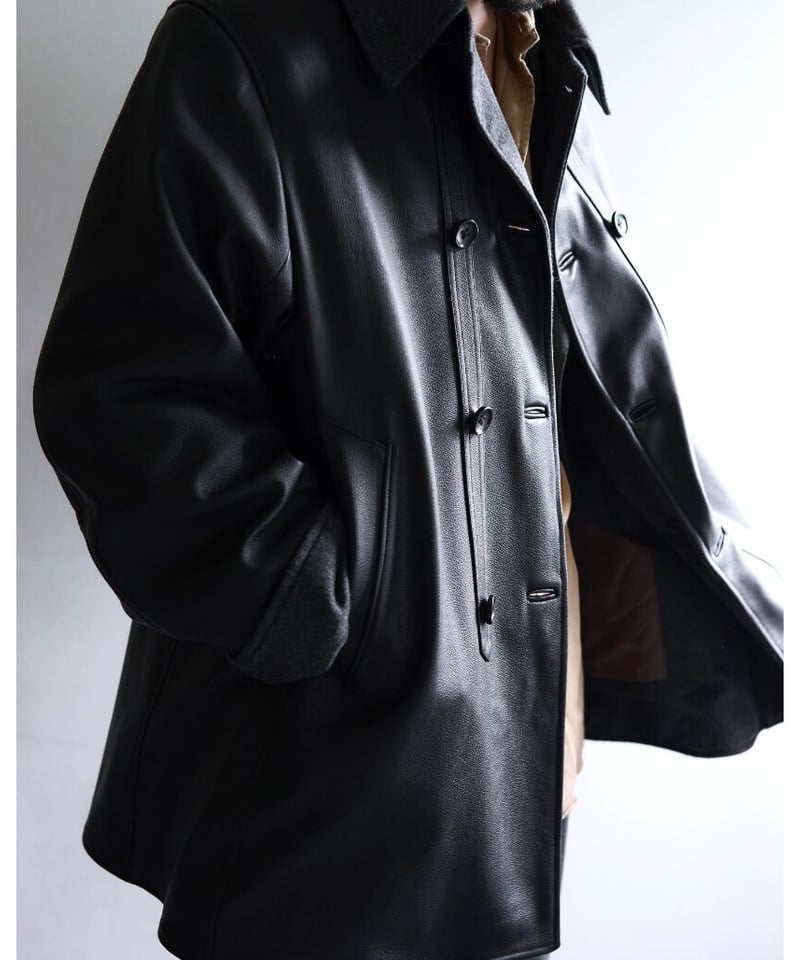 maatee&sons cashmere leather half coat