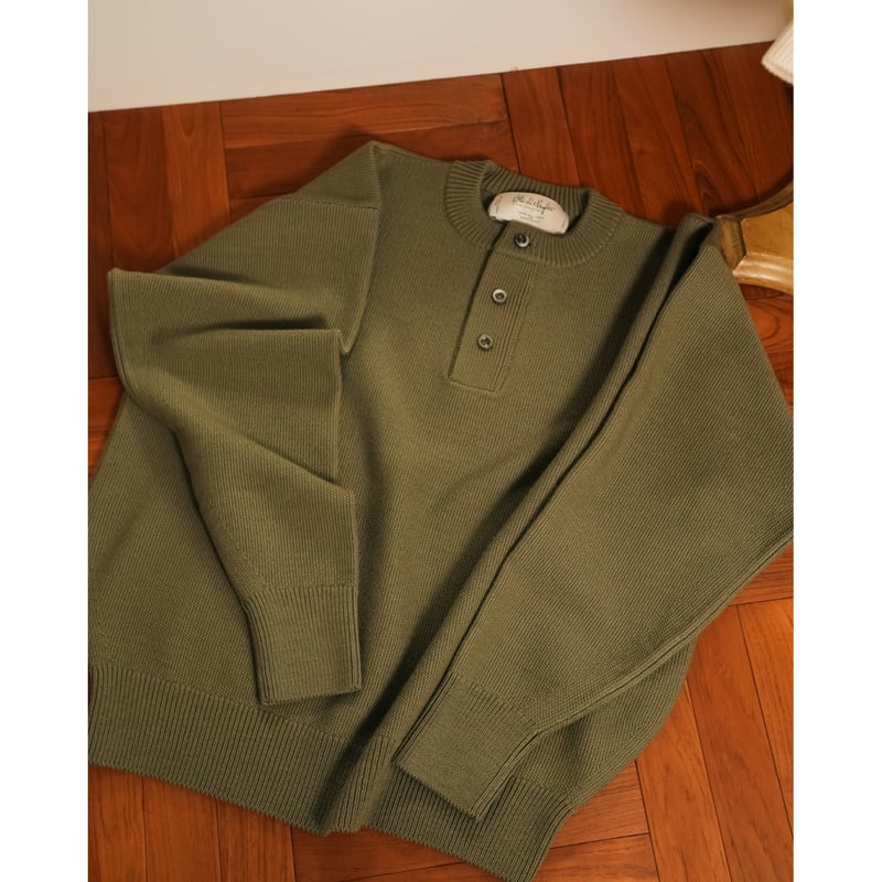 Olde H & Daughter WOOSTED WOOL HENLEY NECK P/O