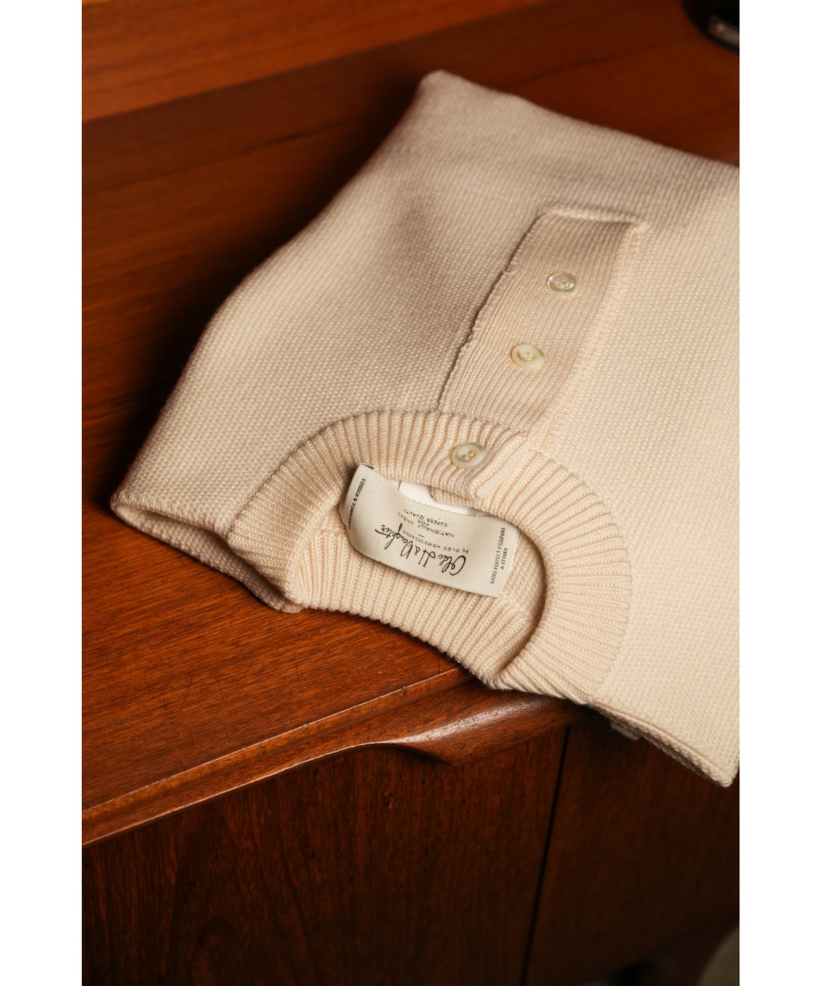 Olde H & Daughter WOOSTED WOOL HENLEY NECK P/O