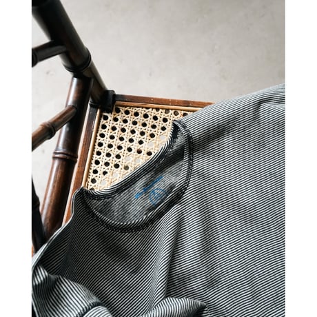 Olde Homesteader "YOUTH" MOIRE STRIPE JERSEY CREW NECK LONG SLEEVE