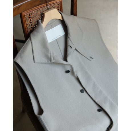 nonnotte Cashmere Rever Melton Draping Long Gilet