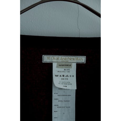 YE OLDE & NEW MAN "RANDONNEUR" WOOL FLEECE V NECK LINER CARDIGAN