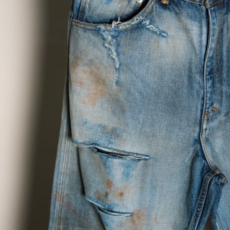 ANCELLM CRASH SELVEDGE DENIM STRAIGHT 5P PANTS