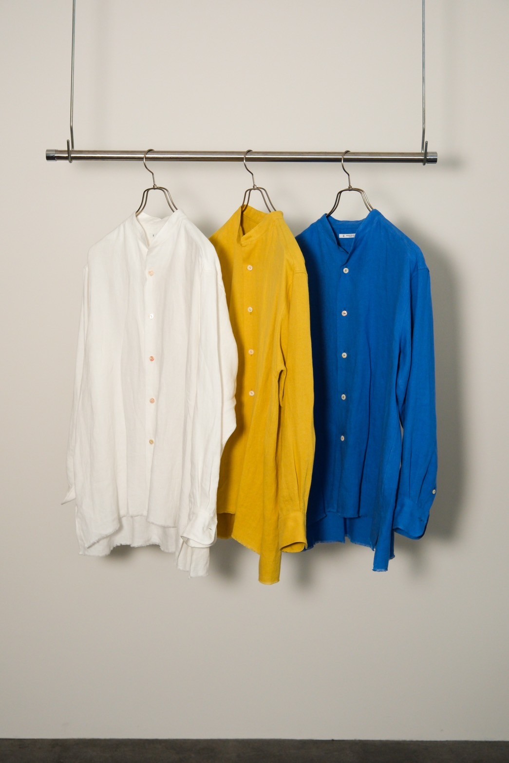ネイビーブルー ファッション MAATEE&SONS 24SS LINEN FRINGE SHIRTS