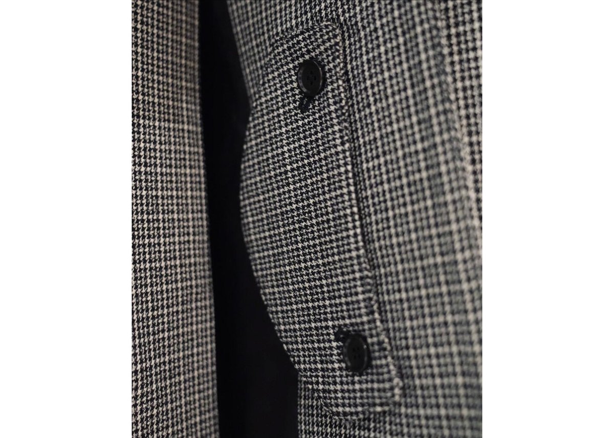 MAATEE&SONS 撚り杢HOUND TOOTH ハメ袖BALMACAAN COAT |