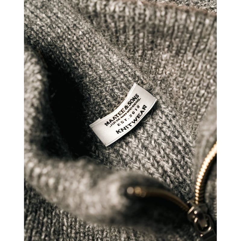 MAATEE&SONS RBALPACA-CASHMERE 畦ひょっとこ起毛ZIP SWEAT