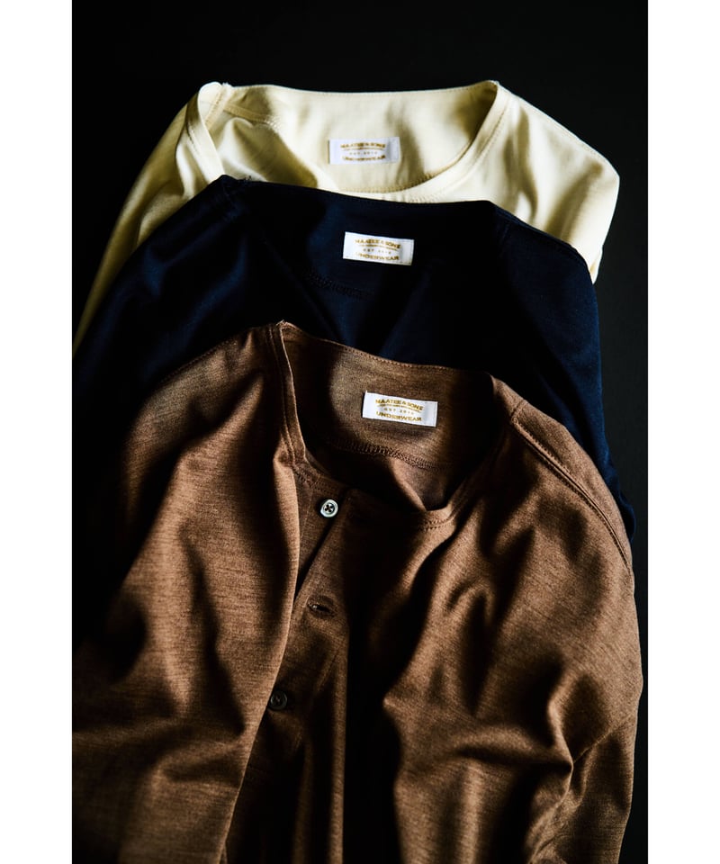 MAATEE&SONS WASHABLE SILK BOAT P/O NAVY - Tシャツ/カットソー(七分
