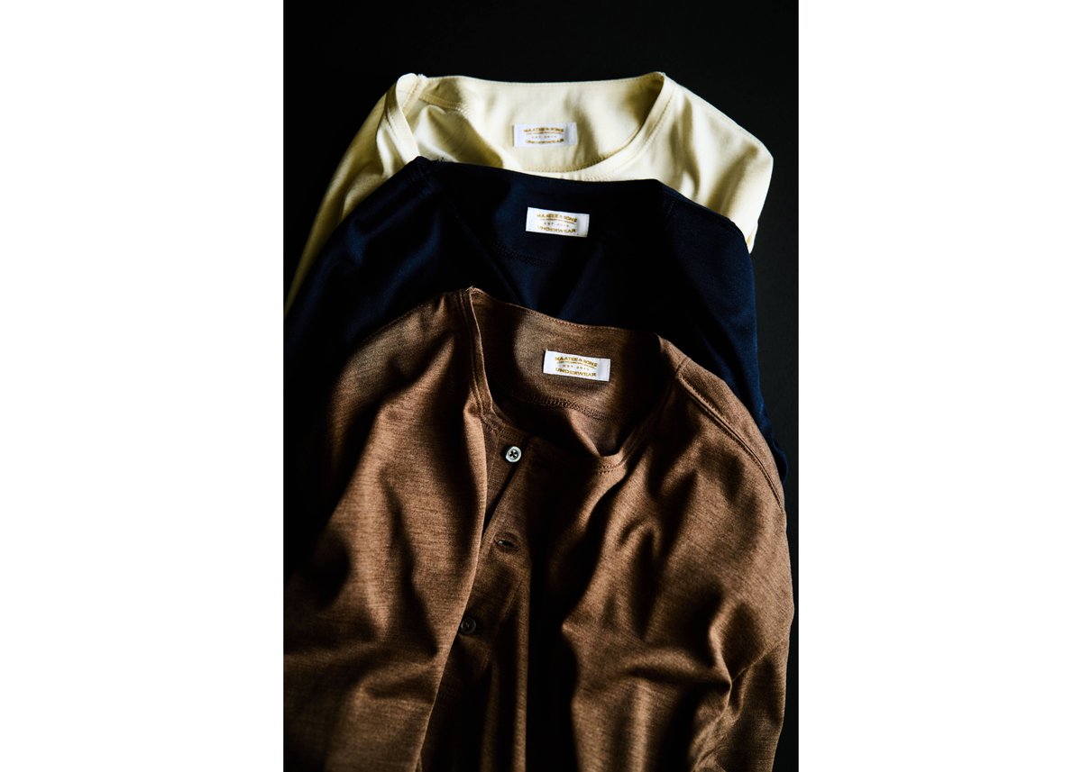 MAATEE&SONS WASHABLE SILK HENLEY NECK L/S | Mus