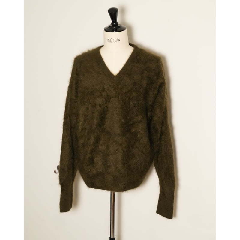 Olde H & Daughter FUR CASHMERE V-NECK KNITWEAR