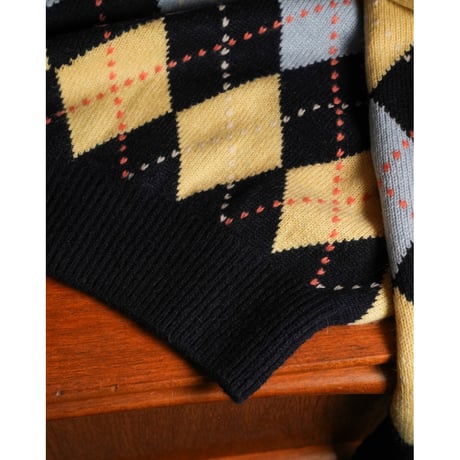 MAATEE&SONS Ex. KATEIKI CASHMERE ARGYLE V-NECK SWEATER