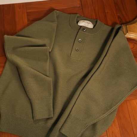 Olde H & Daughter WOOSTED WOOL HENLEY NECK P/O