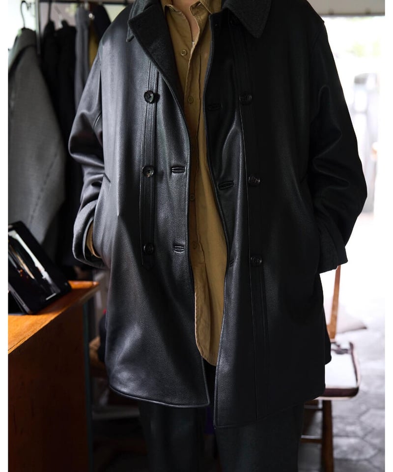 maatee&sons cashmere leather half coat