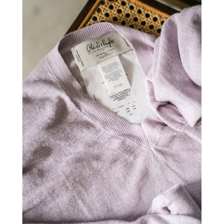 Olde H&Daughter LINEN SILK PLAIN STITCH V NECK L/S
