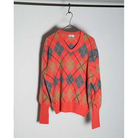 MAATEE&SONS Ex. KATEIKI CASHMERE ARGYLE V-NECK SWEATER