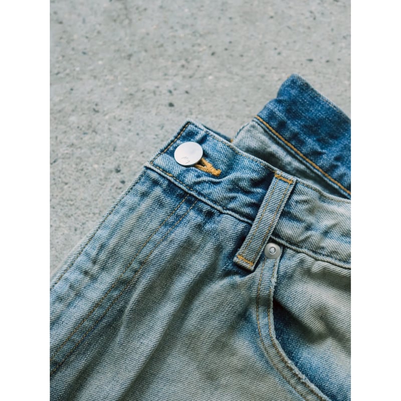 ANCELLM CRASH MIDDLE STRAIGHT 5P DENIM PANTS |