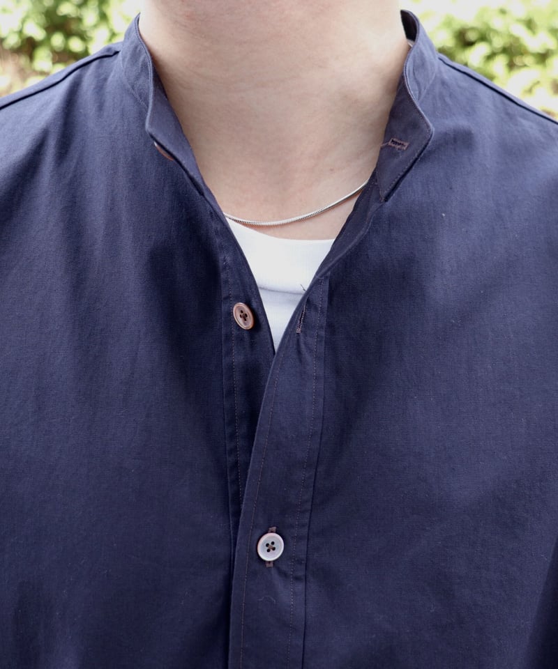 RAKINES Ex. Drizzle chambray Stand collar shirt
