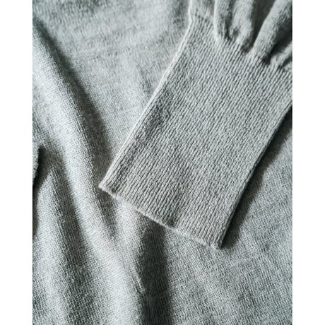 Olde H&Daughter LINEN SILK PLAIN STITCH V NECK L/S