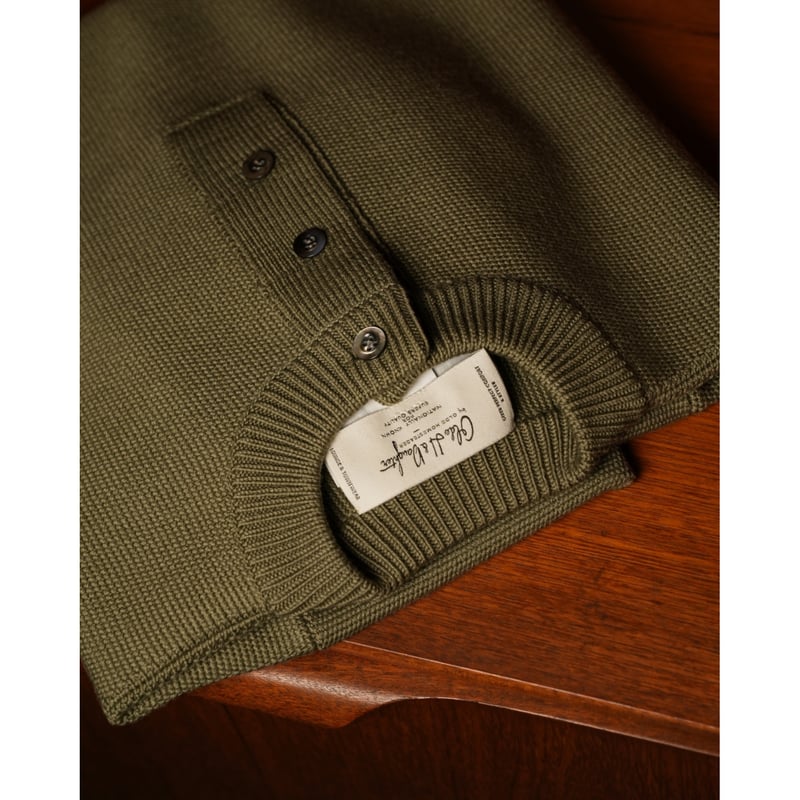 Olde H & Daughter WOOSTED WOOL HENLEY NECK P/O