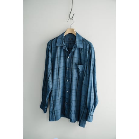 MAATEE&SONS Ex."H WOOL PLAID" OPEN COLLAR SHIRTS FRINGE