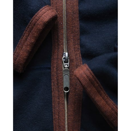 YE OLDE & NEW MAN "RANDONNEUR01" SILK JERSEY HIGH NECK LINER CARDIGAN
