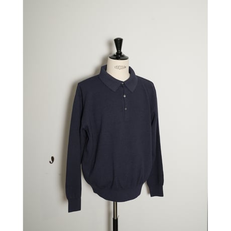 slopeslow "Paper/High Twist Wool" Half Mirano Rib Polo Sweater L/S