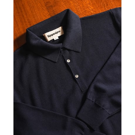 slopeslow "Paper/High Twist Wool" Half Mirano Rib Polo Sweater L/S