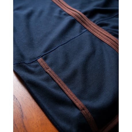 YE OLDE & NEW MAN "RANDONNEUR01" SILK JERSEY HIGH NECK LINER CARDIGAN