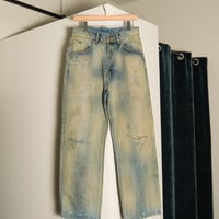 ANCELLM P/DAMAGE DENIM STRAIGHT 5P PANTS