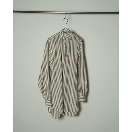 MAATEE&SONS Si/C STRIPE BAND COLLAR SHIRTS