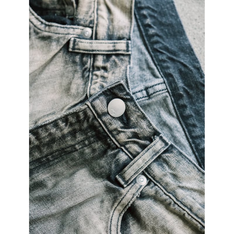 ANCELLM CRASH MIDDLE STRAIGHT 5P DENIM PANTS |