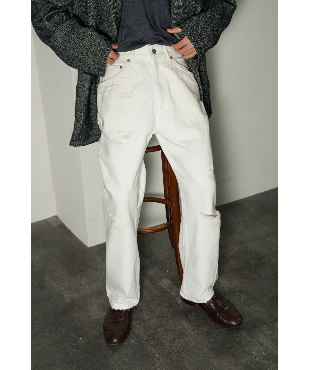 【ANCELLM】DAMAGE DENIM STRAIGHT 5P PANTS ANCELLM P/DAMAGE DENIM STRAIGHT 5P PANTS | Must